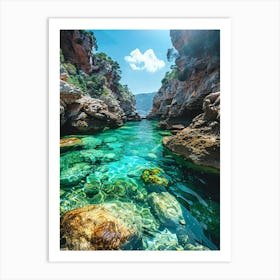 Clear Water In A Rocky Area Art Print