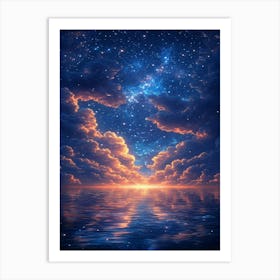 Night Sky With Clouds And Stars Art Print