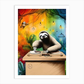 A Sloth Dj V Art Print