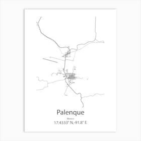 Palenque,Mexico Minimalist Map Art Print