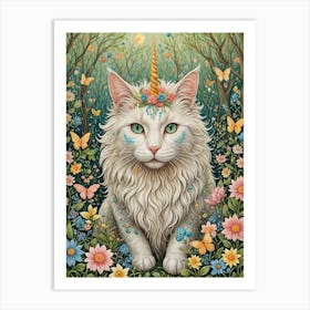 Magical Unicorn Cat Art Print