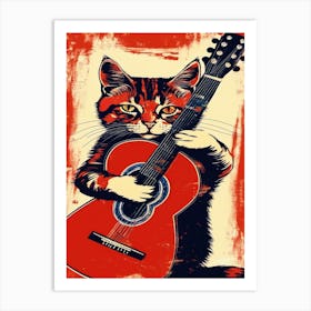 Cat Playing Guitar 2 Art Print