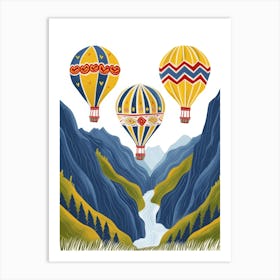 Hot Air Balloons In The Mountains Art Print