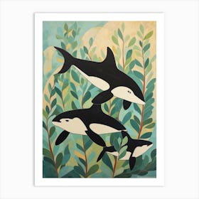 Matisse Style Orca Whales 3 Art Print