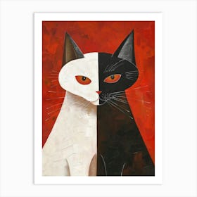 Black And White Cats 10 Art Print