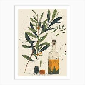 Olive Branch Olive Oil Illustration 3 Art Print