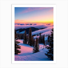 Grandvalira, Andorra Sunrise Skiing Poster Art Print