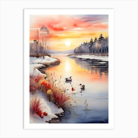 Ducks In The Water . 2 Art Print