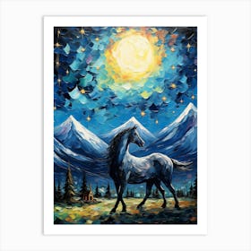 Horse At Night 1 Art Print