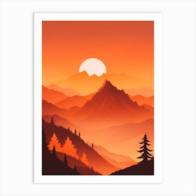 Misty Mountains Vertical Composition In Orange Tone 166 Art Print