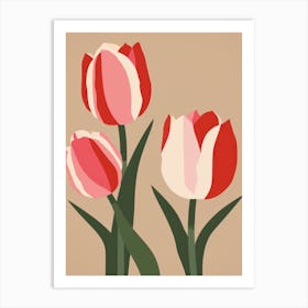 Tulips Flower Big Bold Illustration 3 Art Print