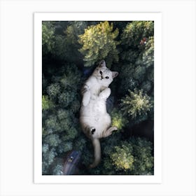 Forest Cute Giant Cat Art Print