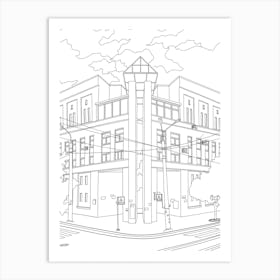 Kyiv Modernist Building Sketch Art Print