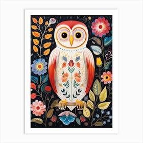 Scandinavian Bird Illustration Barn Owl 2 Art Print