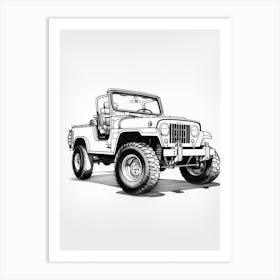 Jeep Wrangler Line Drawing 19 Art Print