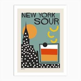 New York Sour Retro Cocktail  Art Print