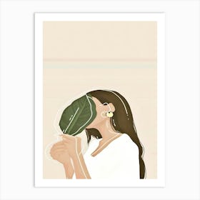 Girl With A Leaf Art Print