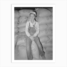 Mr, Craig, First And Foremost Citizen Of Pie Town, New Mexico, He Is Sitting On Sacks Of Pinto Beans, While He Owns Art Print