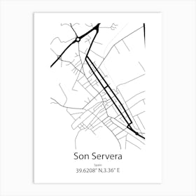 Son Servera,Spain Minimalist Map Art Print