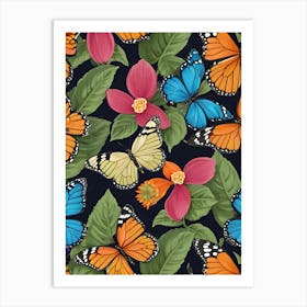 Seamless Pattern With Butterflies 8 Art Print