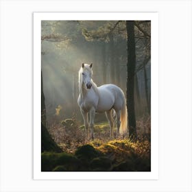 White Horse In The Forest. Generated AI. Art Print 2 Art Print