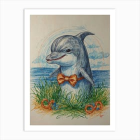 Dolphin In The Grass Art Print