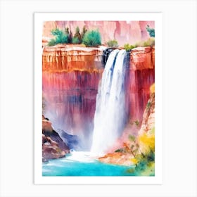 Havasu Falls, United States Water Colour  (1) Art Print