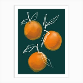 Oranges Kitchen Set Green And Orange Art Print