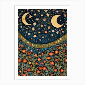 William Morris Moon And Flowers 1 Art Print