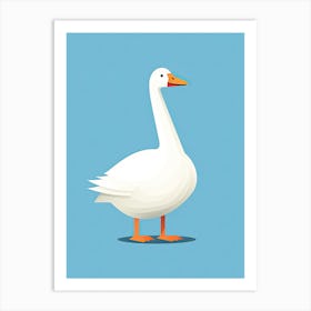 White Goose On Blue Background Art Print