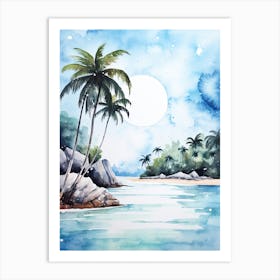 Watercolour Of Anse Source D Argent   La Digue Seychelles 1 Art Print