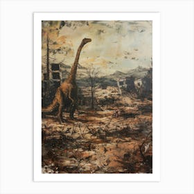 Dinosaur In A Deserted Landscape Painting 1 Art Print