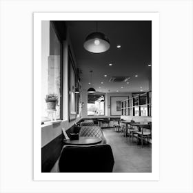 Black and White Cafe Interior Art Print