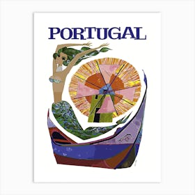 Portugal, Artistic Vintage Travel Poster, Collage Art Print