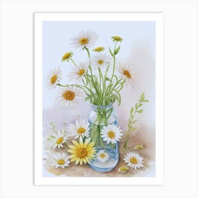 Daisies In A Vase 2 Art Print