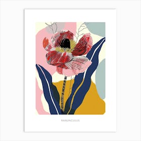 Colourful Flower Illustration Poster Ranunculus 1 Art Print