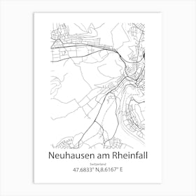 Neuhausen Am Rheinfall,Switzerland Minimalist Map Art Print