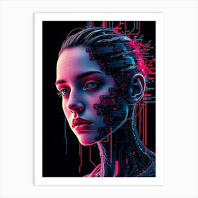 Cyborg Woman Creative Portrait Art Print