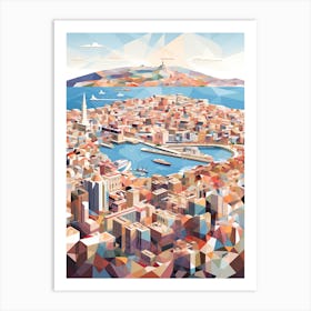 Marseille, France, Geometric Illustration 2 Art Print