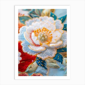 Embroidered Flowers 14 Art Print