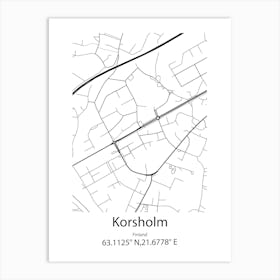 Korsholm,Finland Minimalist Map Art Print