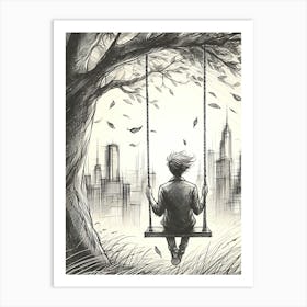 Swinging On A Tree 1 Art Print