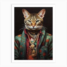 Gangster Cat Savannah Art Print