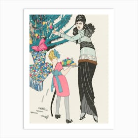 Christmas Art Deco Illustration Art Print