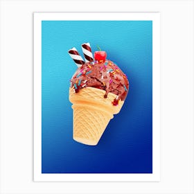 Ice cream, plastic 3D — Food kitchen poster/blackboard, photo art Art Print