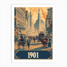 Aihrgdesign A Vintage Poster Of A Bustling 1901 City Street F B19792d6 76bf 4139 B6e1 0e99424fd719 0 Art Print