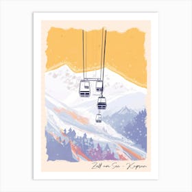 Poster Of Zell Am See   Kaprun   Austria, Ski Resort Pastel Colours Illustration 1 Art Print