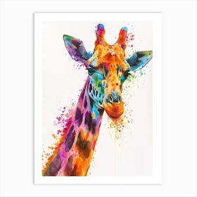 Giraffe Face Watercolour Portrait 3 Art Print
