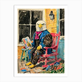 Eagle In Rocking Chair Art Print