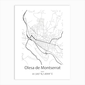 Olesa De Montserrat,Spain Minimalist Map Art Print